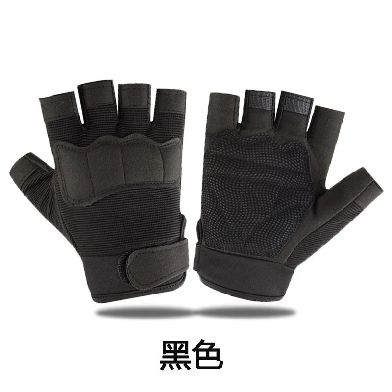 قفازات اللياقة البدنية للتدريب على ركوب الدراجات في الهواء الطلق بنصف إصبع، وتكتيكات مضادة للانزلاق ومقاومة للاهتراء، وحماية المعجبين العسكريين