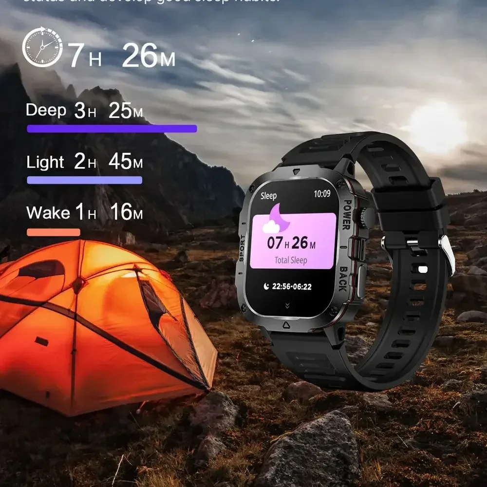 KM01 Smart Watch Men Bluetooth Calls 2.01-inch TFT Screen SMS Information Display Music Playback Outdoor Sports Smartwatch