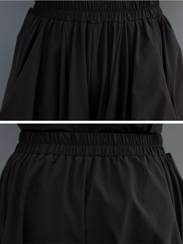 Oversized Irregular Pleated Pants Women Fashion Summer 2024 Long Loose Casual Ladies Trousers High Waist Woman Wide Pants Skirts