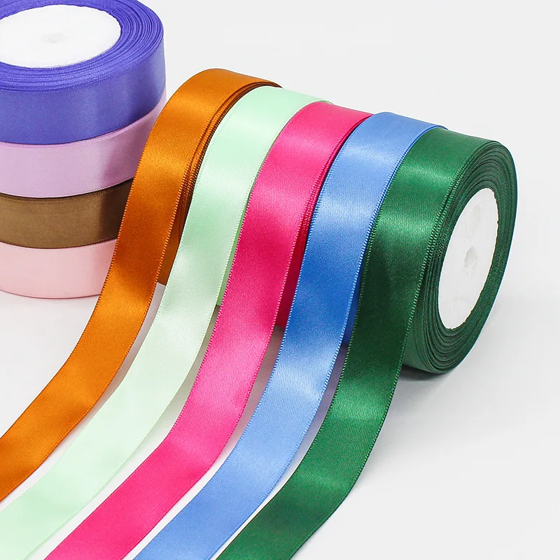 

100Yds 25mm Single Faced Silk Satin Ribbons for Crafts Bow Handmade DIY Gift Wrap Party Wedding Decorative New Arrival