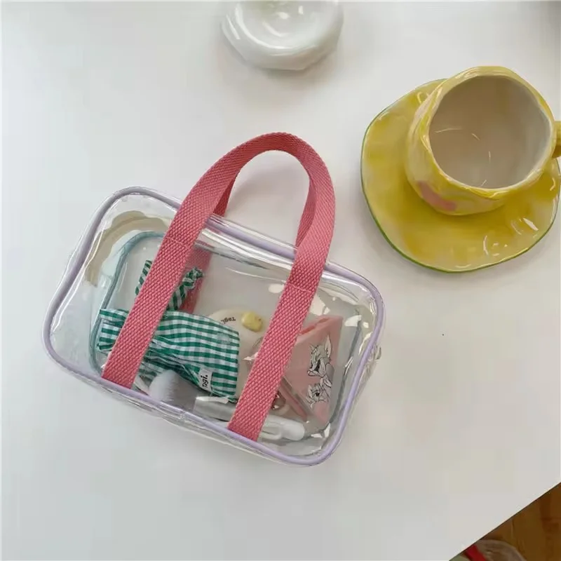 Large Capacity Transparent Cosmetic Bag Pvc Waterproof Beach Wash Bag Zipper Travel Handbag Shoulder Bag