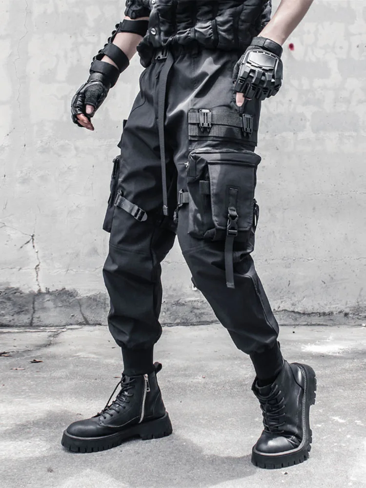 Men's Casual Cargo Pants Multi-Pocket Paratrooper Loose Fit Tactical Cuffed Long Trousers Trendy Brand Workwear Trousers