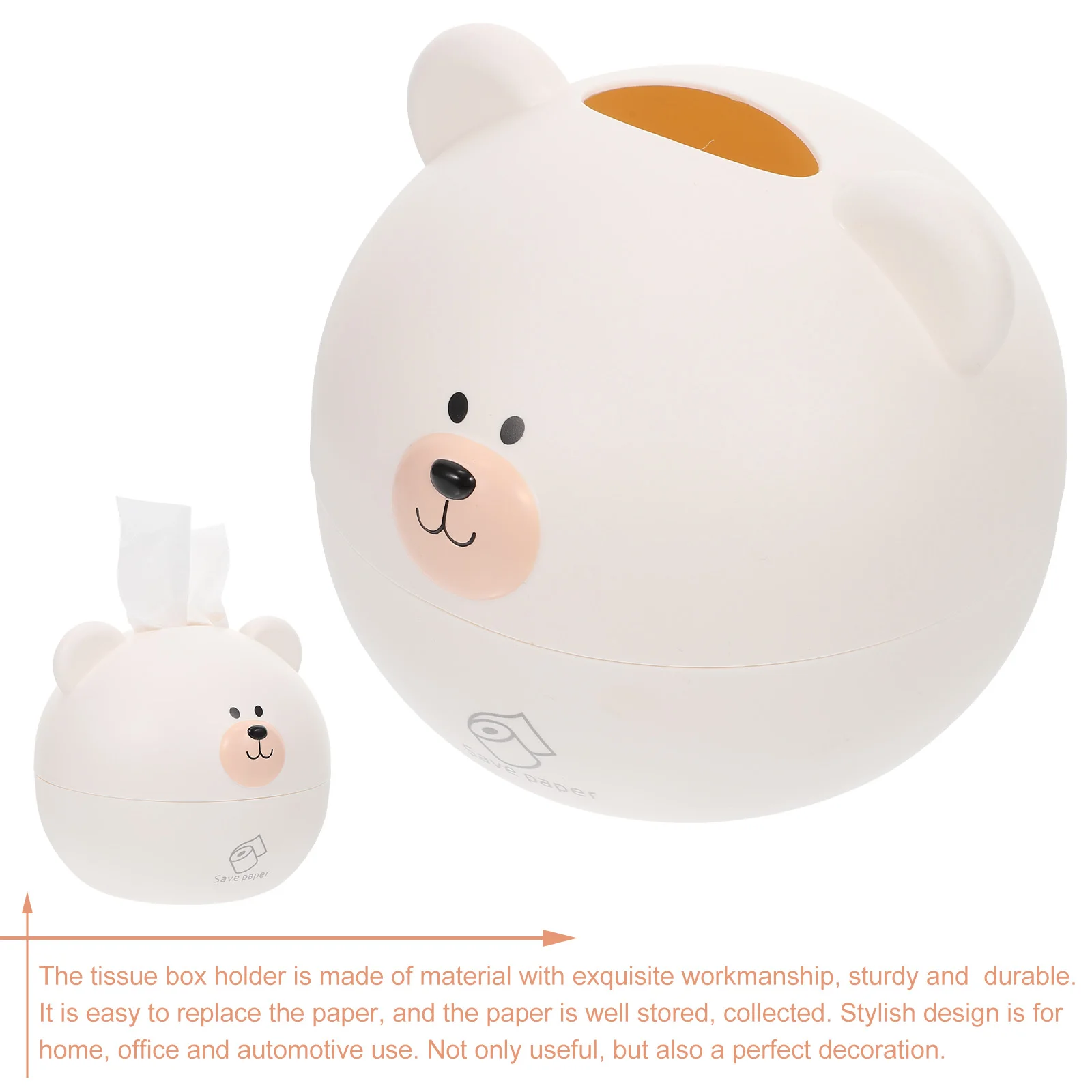 

Cartoon Bear Tissue Box For Home Office Hotel Use White Paper Holder Napkin Storage Container Decorative Tissue Storage