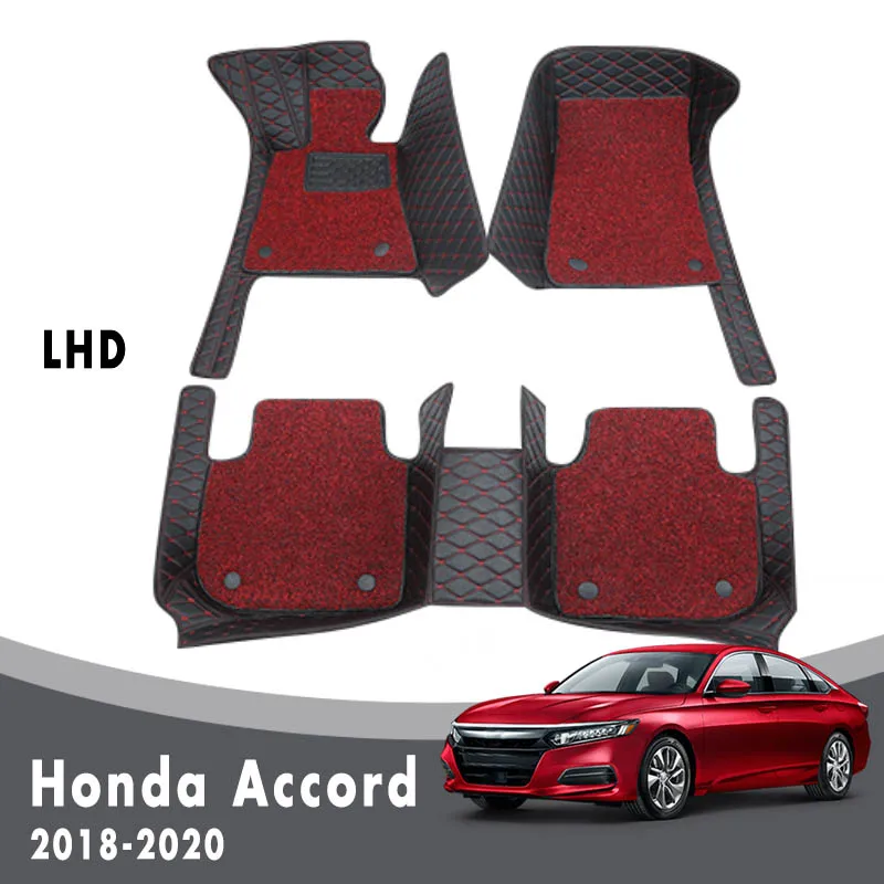 Luxury Double Layer Wire Loop Car Floor Mats Carpets For Honda Accord 2022 2021 2020 2019 2018 Auto Interior Accessories Styling