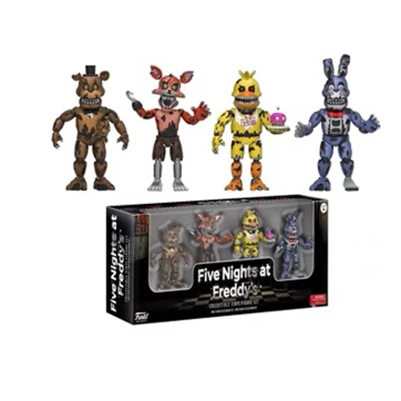 14 cm FNAF Figuren Nightmare Freddy Bonnie Foxy Chica Actionfigur Bewegliche Blacklight Freddy Frostbe Sammlung Spielzeug