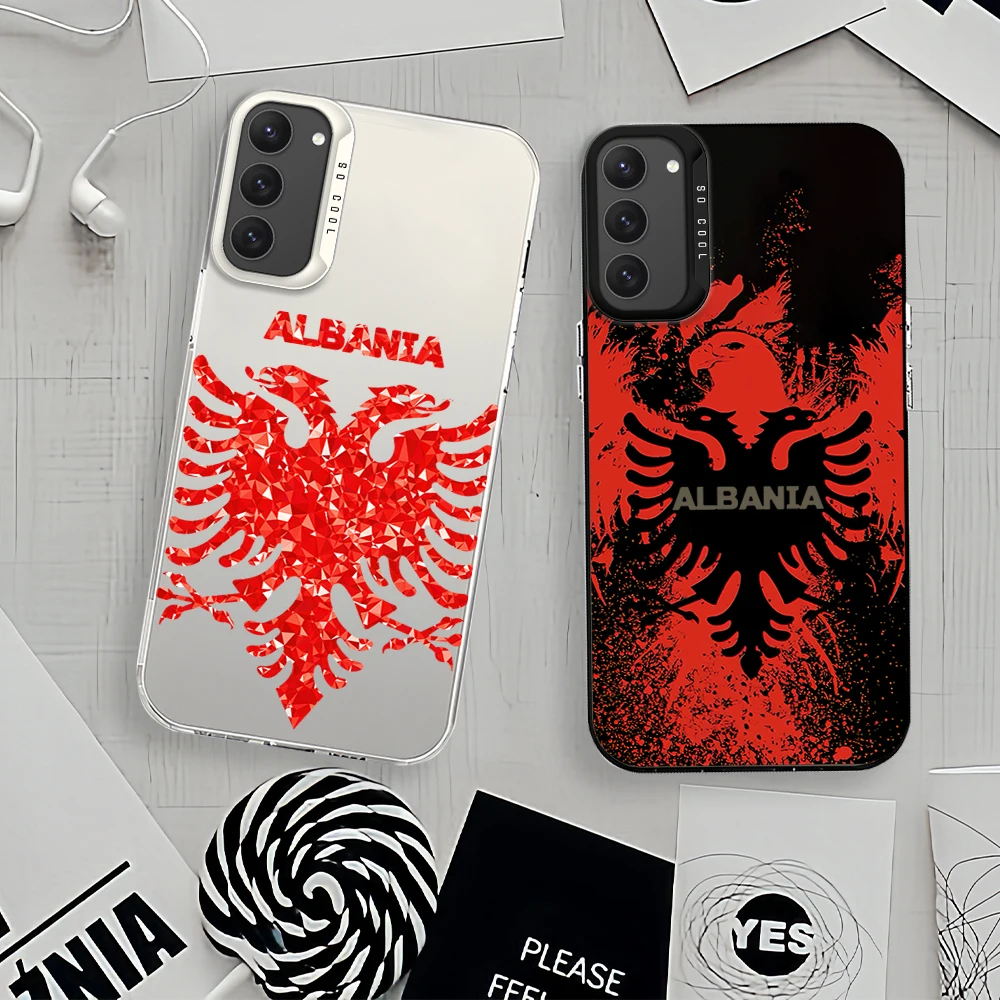 Albania flag For Samsung Galaxy A52 A324G S23 S22 S24 Ultra Black White Shockproof Cover Laser IMD Phone Case