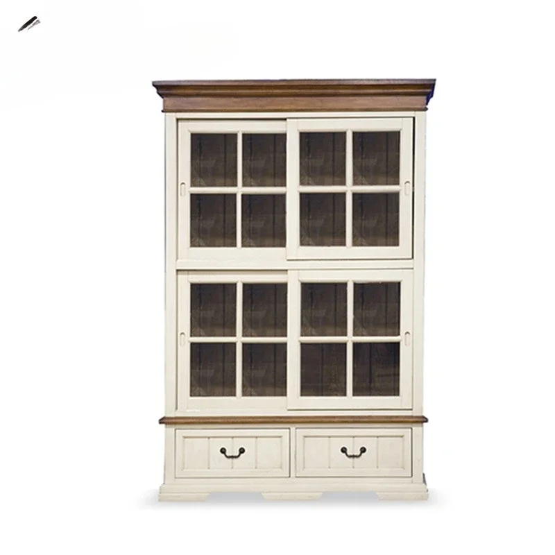 

American simple solid wood single free combination Rocky Mountain with door, bookcase bookshelf European furniture