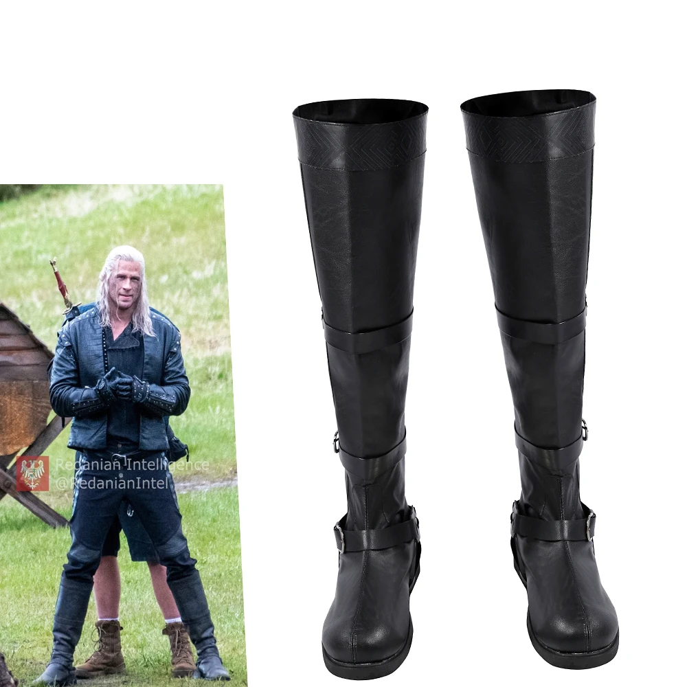 

TV Series Season 5 Geralt Cosplay Boots Men's Black Leather Shoes Halloween Carnival Shoes Accessory