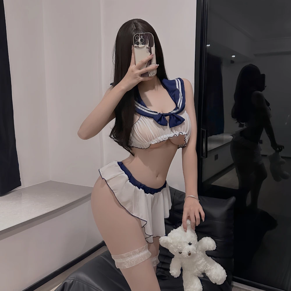 Kawaii Lingerie Sexy Women Sleepwear Cosplay Rabbit Girl Bodysuit Deep V Temptation Pure Bunny Ear Anime Hollow Jumpsuit Uniform view 5