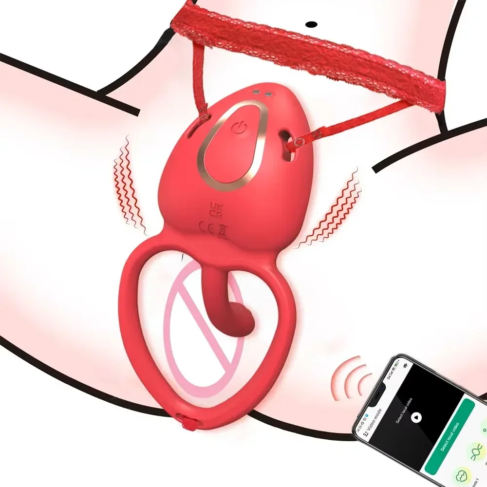 هزاز اللباس الداخلي القابل للارتداء (تطبيق وتحكم لاسلكي) - 9 أوضاع اهتزاز، حلقة القضيب ومحفز البظر، لعبة للبالغين 18+