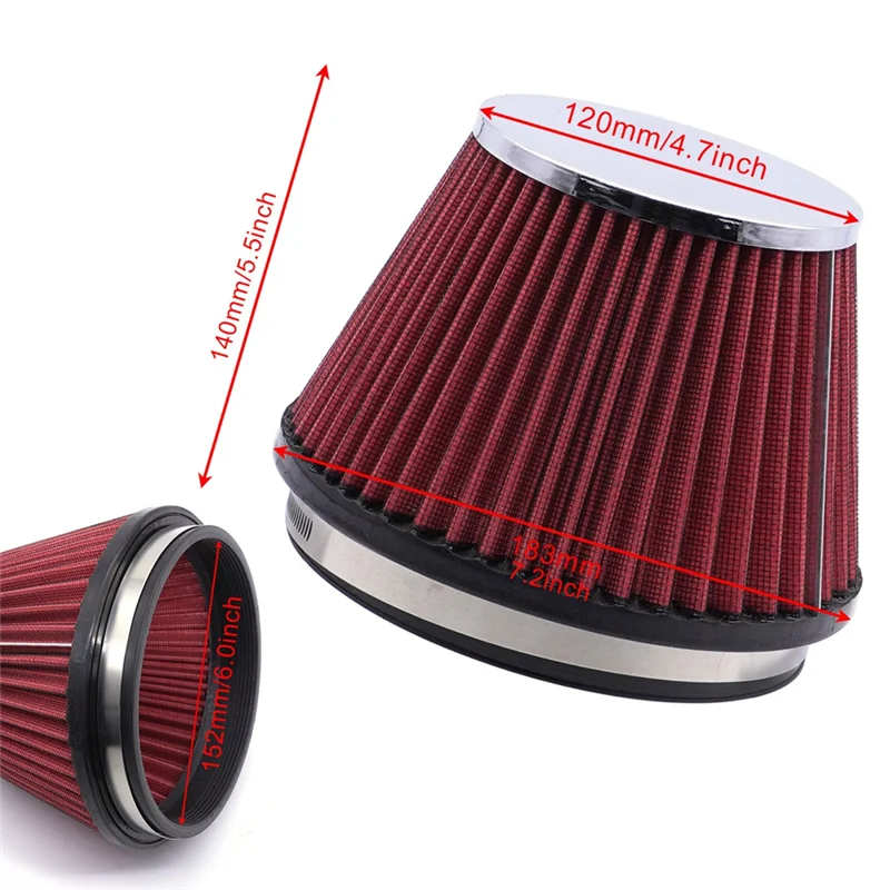 A99F-Universal Car 6Inch 89Mm High Flow Intake Air Filter Automobile Sport Racing Filter Parts