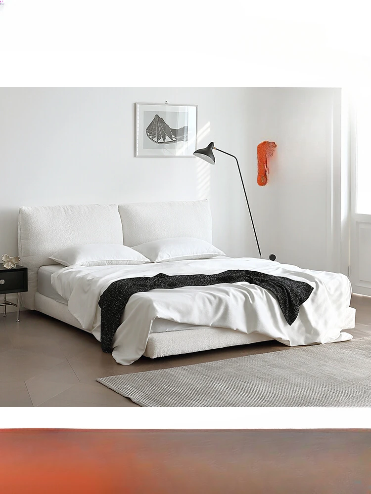 

NEW Pumpkin bed, creamy French floor-to-ceiling bed, modern minimalist fabric bed, bedroom home double bed