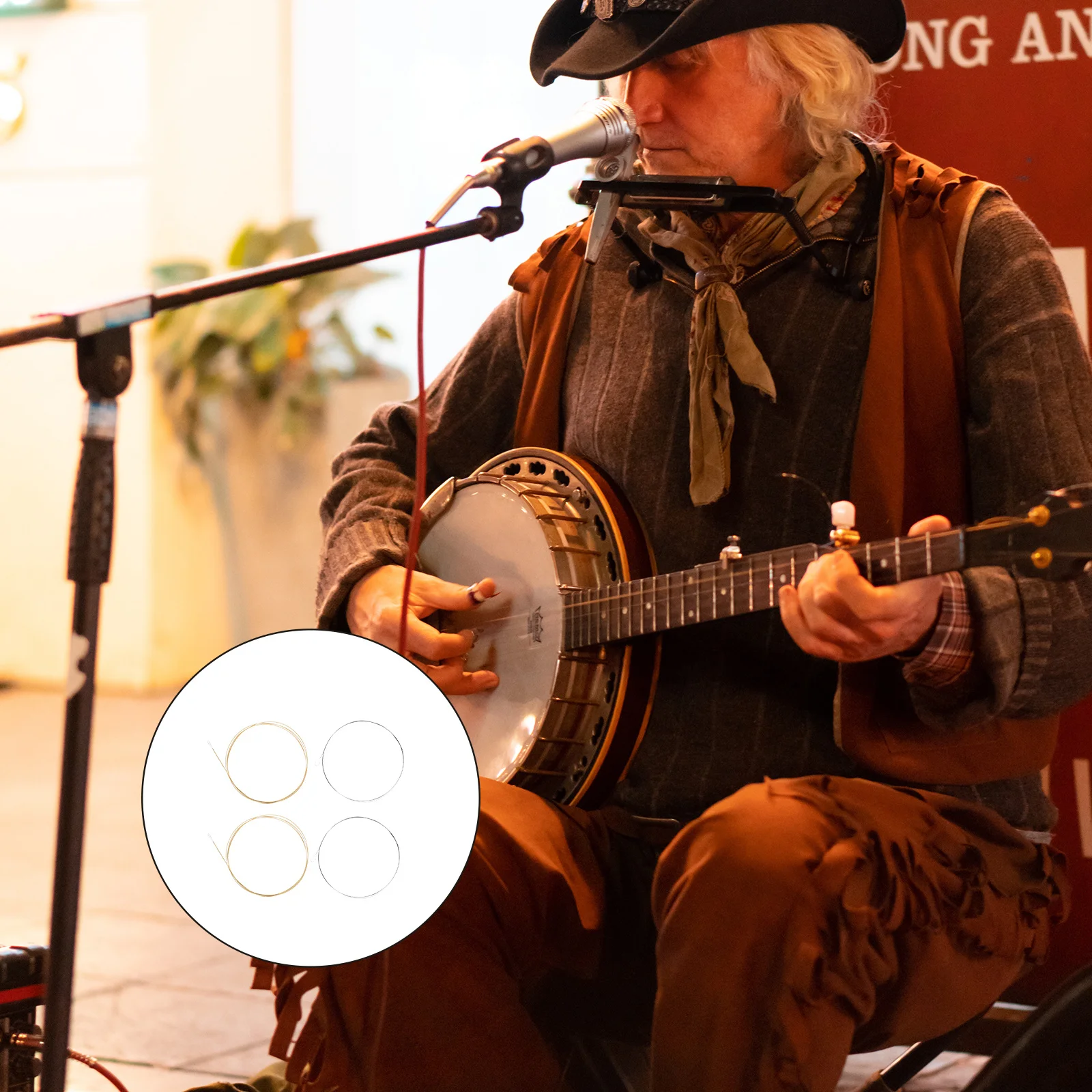 

1Set Steel 4-String Banjo Strings Durable Accessories Professional Replacement Kit Banjo Changing Strings Instrument Accessories