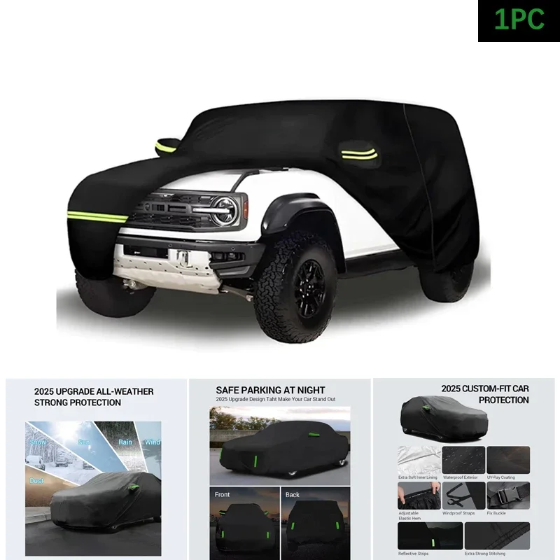 

Waterproof Car Cover (Black) 210T Custom Outdoor Protection Storm Hood For 2021-2024 2022 2023 Ford Bronco 2 Door