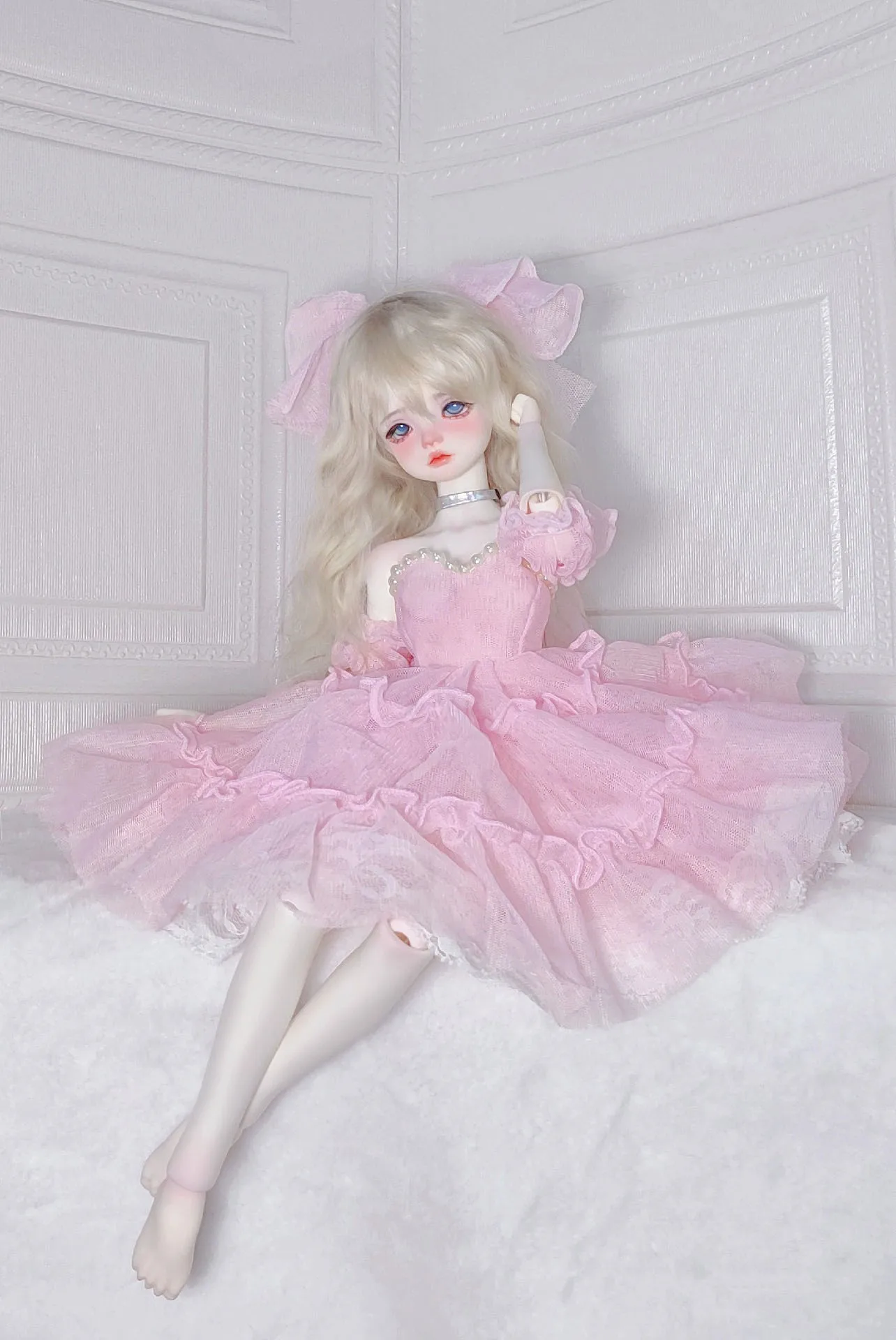 Clothes for doll 60cm doll accessories 1/3 1/4 BJD doll skirt pink dress skirt tiara set