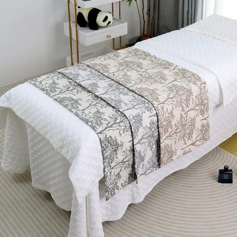 Vintage Branch Print Decorative Bed Flag Single-layer Cover Blanket Spring and Autumn Universal Room Bedding Massage Dust Cloth