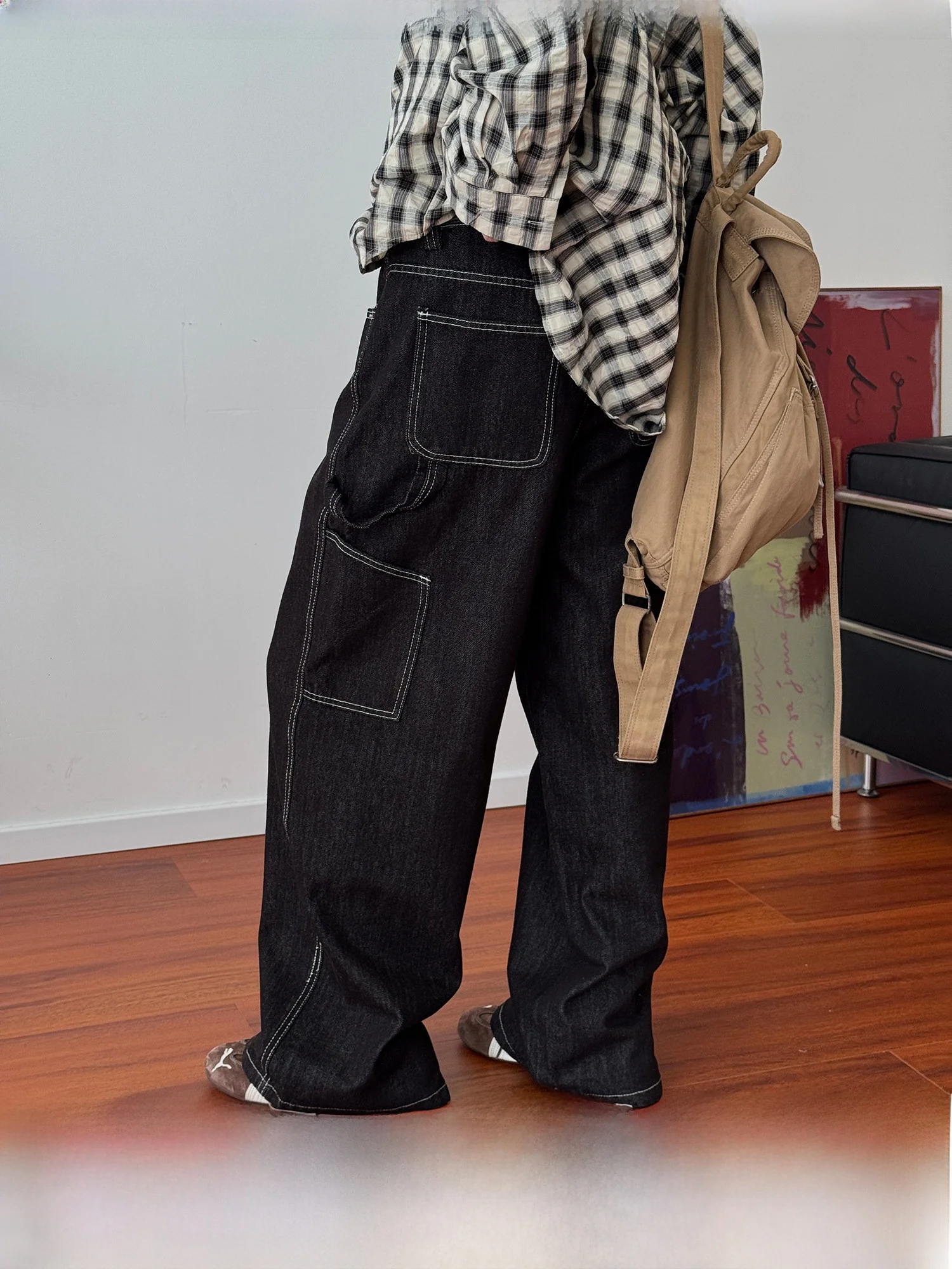 

WaynePrince Американские джинсовые джинсы Cleanfit Bla, крутые повседневные свободные прямые джинсы для подростков, осенний сезон