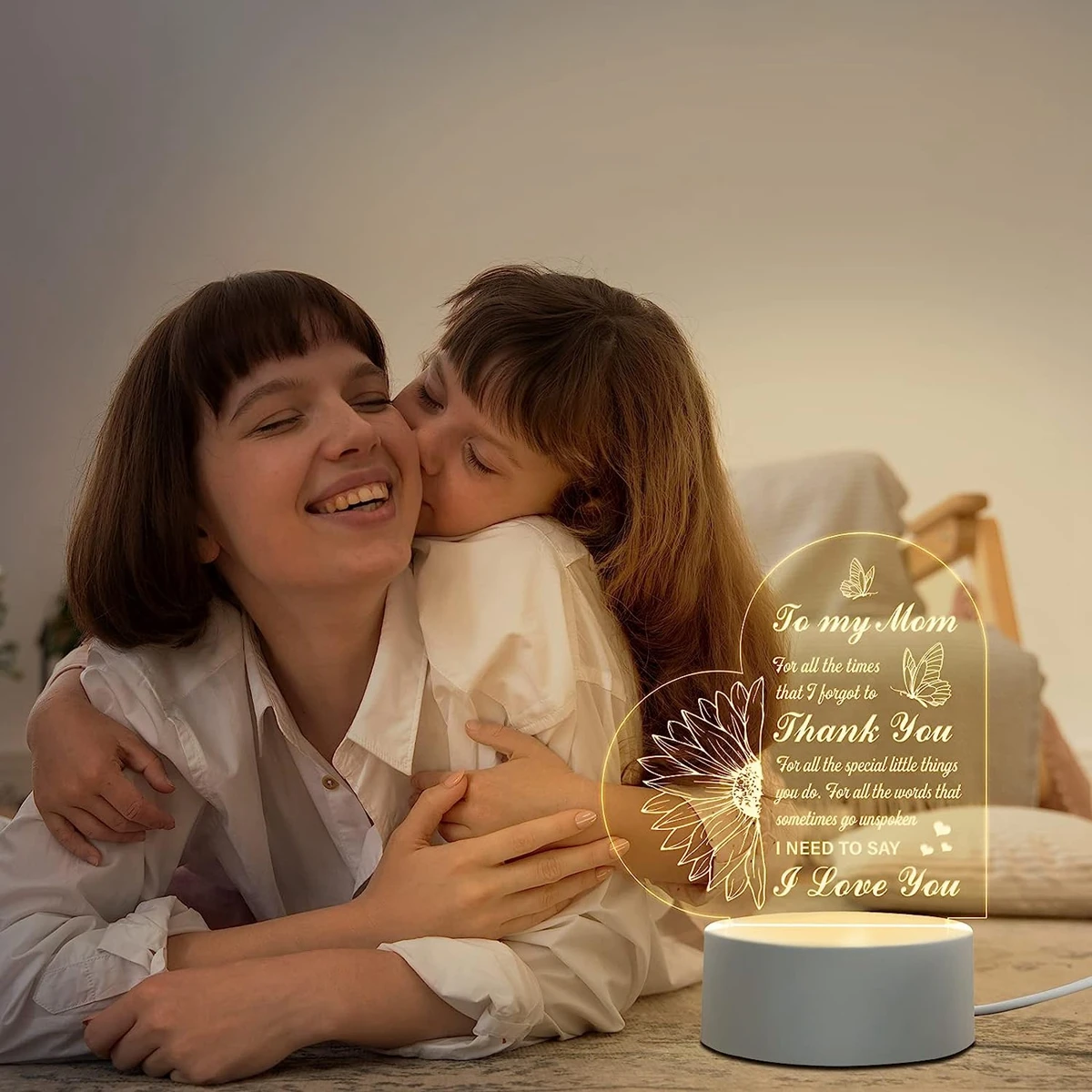 3D LED Home Decoração Light, Hot Room Nightlight, Para minha mãe