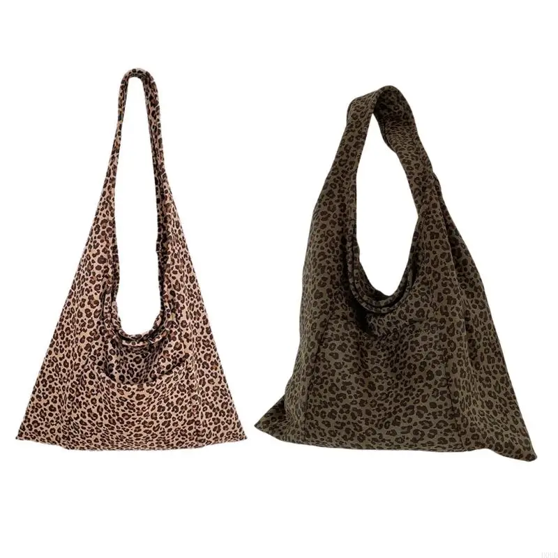 

D0UD Unique Leopard Print Nylon Shoulder Bag Elegant Handbag Large Shopping Bags