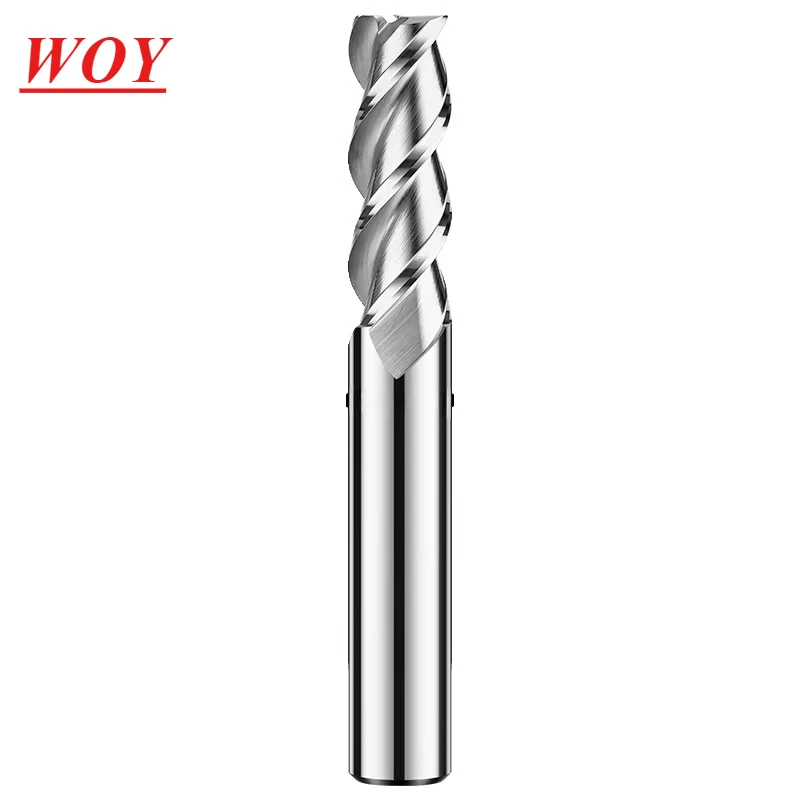 WOY TGH-HRC50 3-Flute Tungsten Steel Carbide Woodworking Flat End Mill For CNC Mechanical Aluminum Milling Cutter Tool 1-20mm