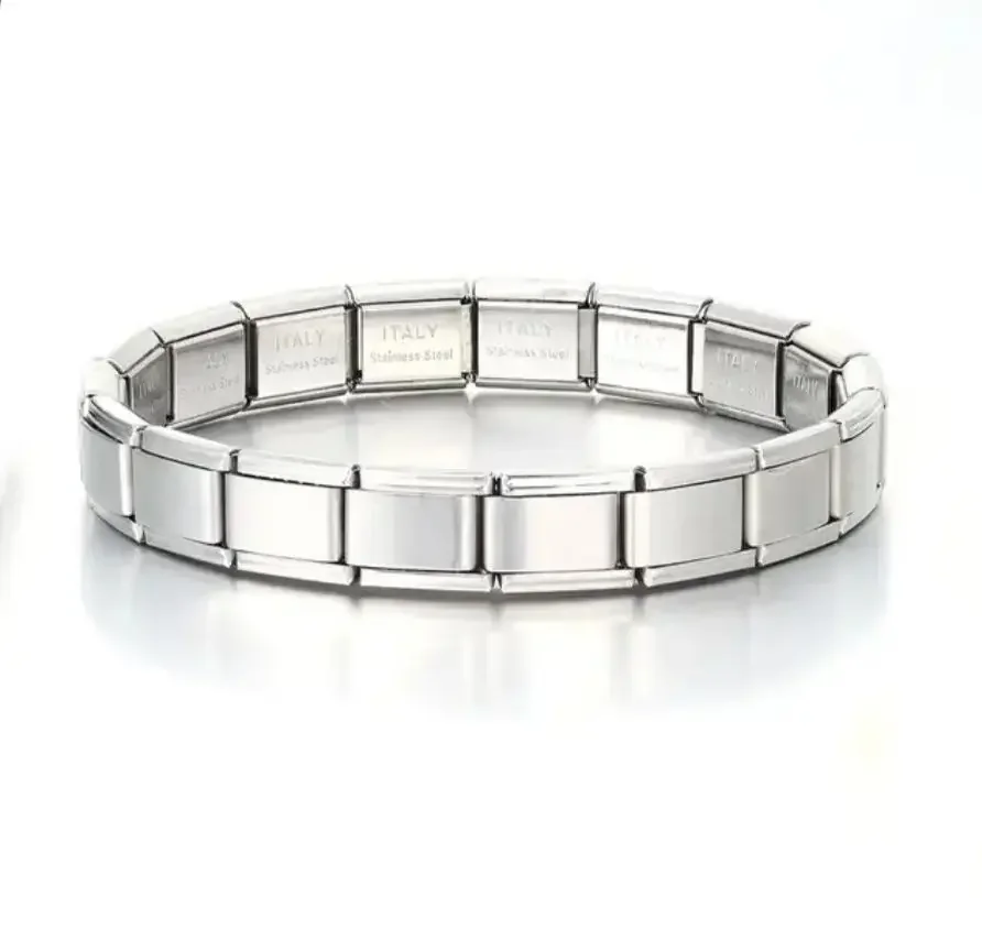 New Fashion Women Men Silver Basical Italian Charm Bracelet Jewelry DIY Stainless Steel Wholesale Drop Shipping