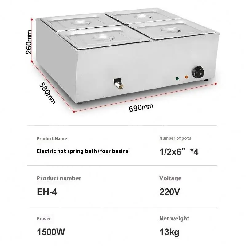 

Stainless Steel Heated Soup Pool Three Soup Pools Electric Soup tank Food Warmer Bain Marie With Temperature Control