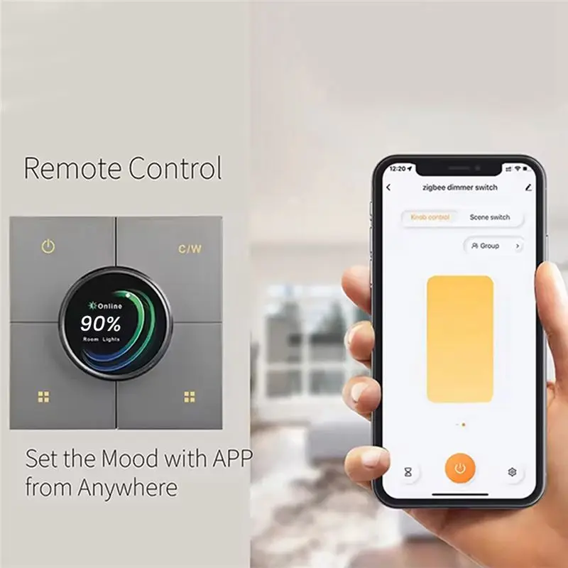 -[A51I Digital]Tuya Zigbee Knob Smart Dimming Switch Panel App Control Voice Control Linkage 4 Gang Relay Smart Home Light Switc