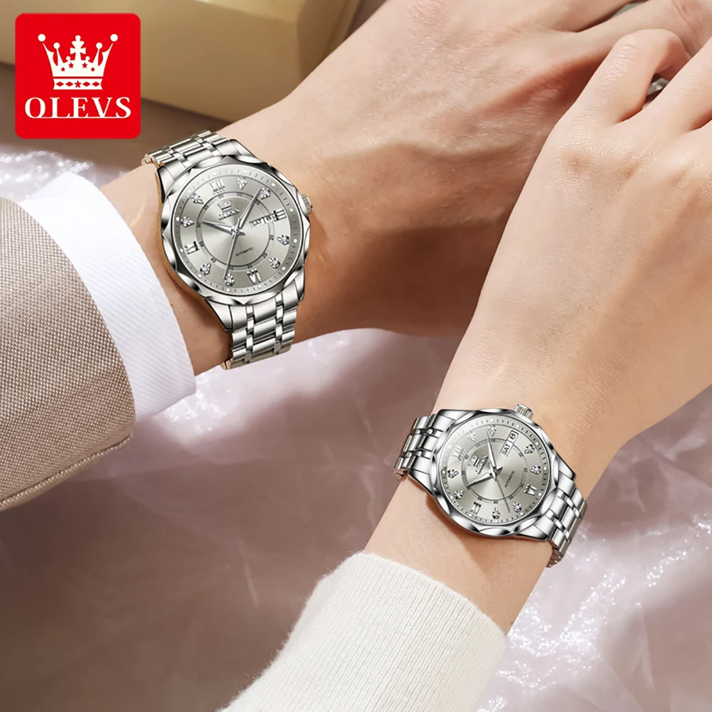 OLEVS 6727 Couple Watches Trend Fashion Top Brand Original Automatic Mech
