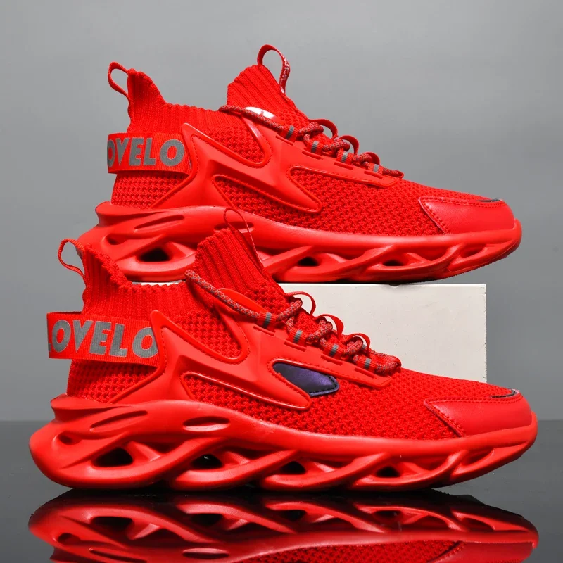 

New Fashion Red Men's Running Shoes Summer 2023 Breathable Mesh Sneakers Men Outdoor Sports Shoes Big Size 46 Zapatillas Hombre