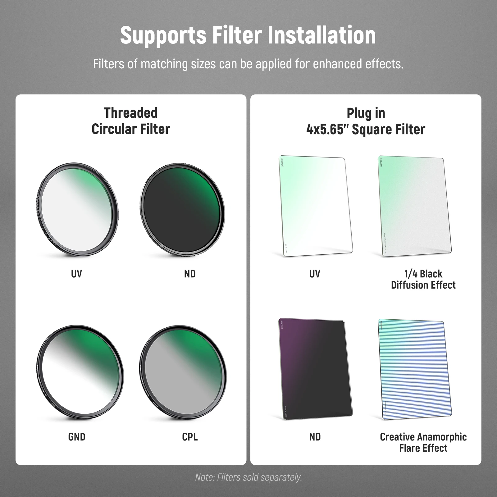 NEEWER PG002 Mini Matte Box mit 4 "x 5,65" Filter Fach Carbon Faser Flagge Für K&F NISI TIFFEN Kino Filte Für 67/72/77/82mm Objektiv – Detail 6