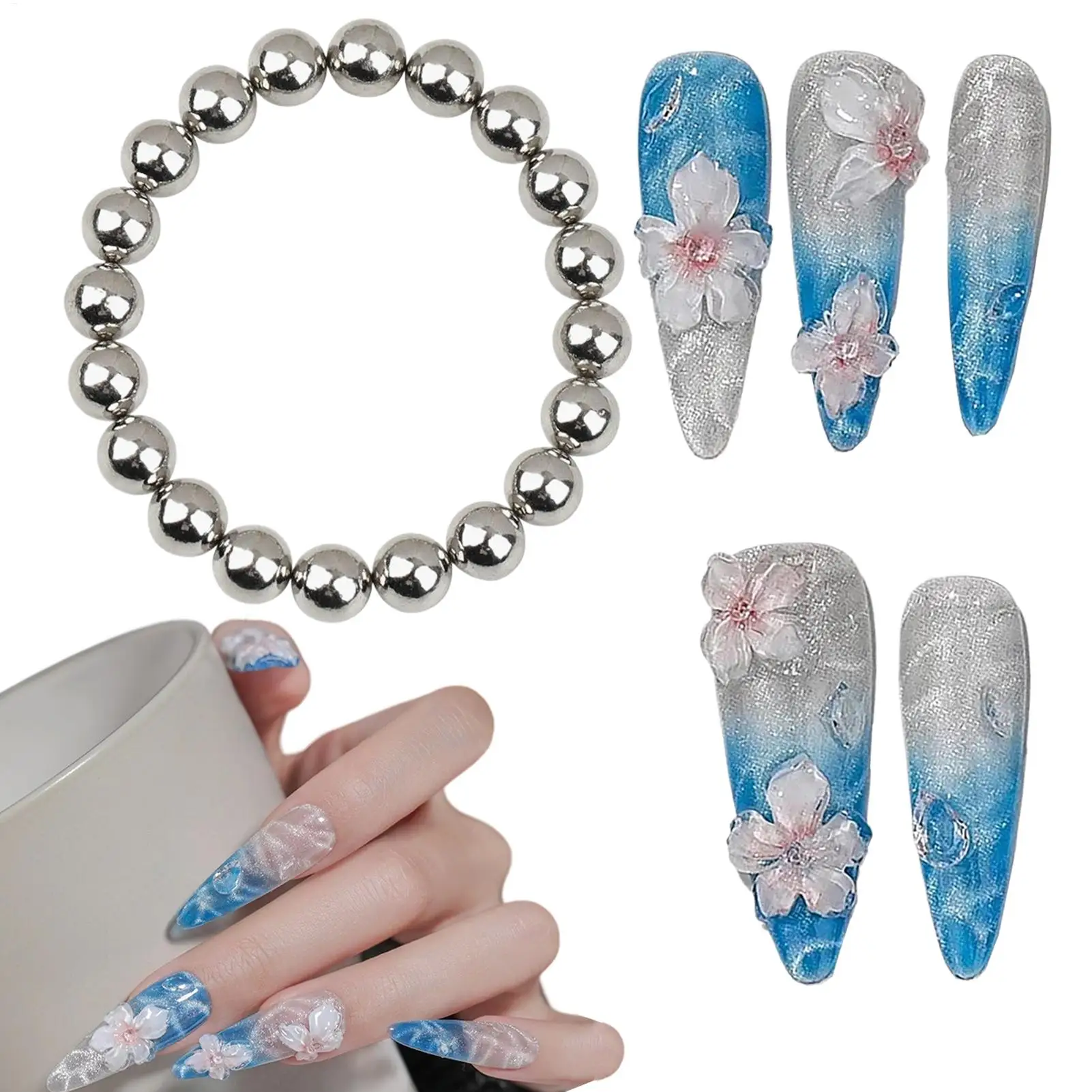 5mm WaterRipple ojos de gato cuentas magnéticas estilo océano bola redonda magnética esmalte de uñas en Gel efecto de tira 3D herramientas de arte de manicura