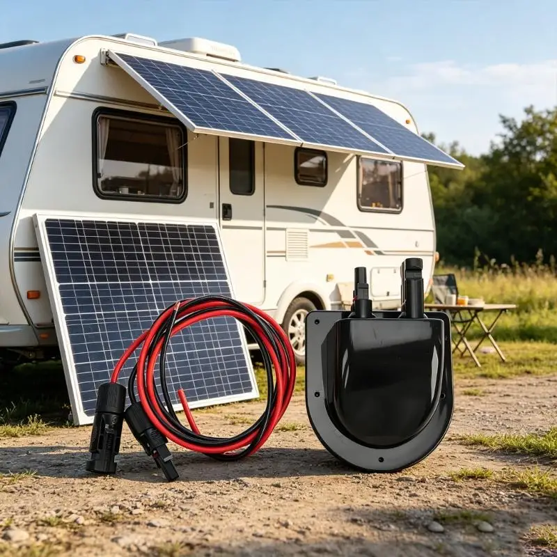 

RVs Solar Cable Entry Gland Box ABS Junction Box Solar Connector for Campers Solar Panel Wiring Setup D7YA