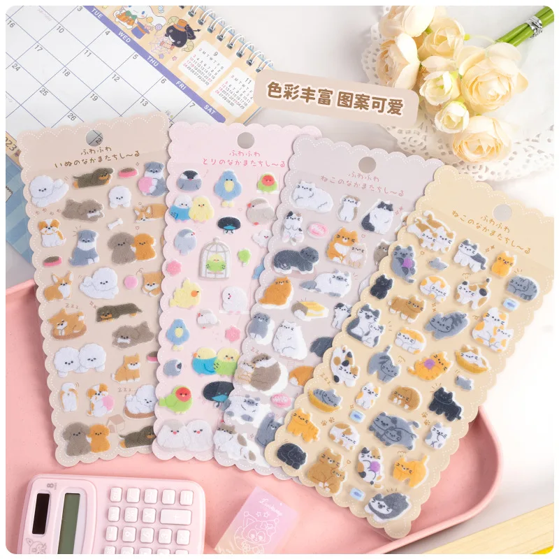 

18 упаковок, наклейки с милым котенком, новинка, наклейки из фетрового материала, каваи, японские канцелярские принадлежности, принадлежности для скрапбукинга, наклейки для ведения журналов