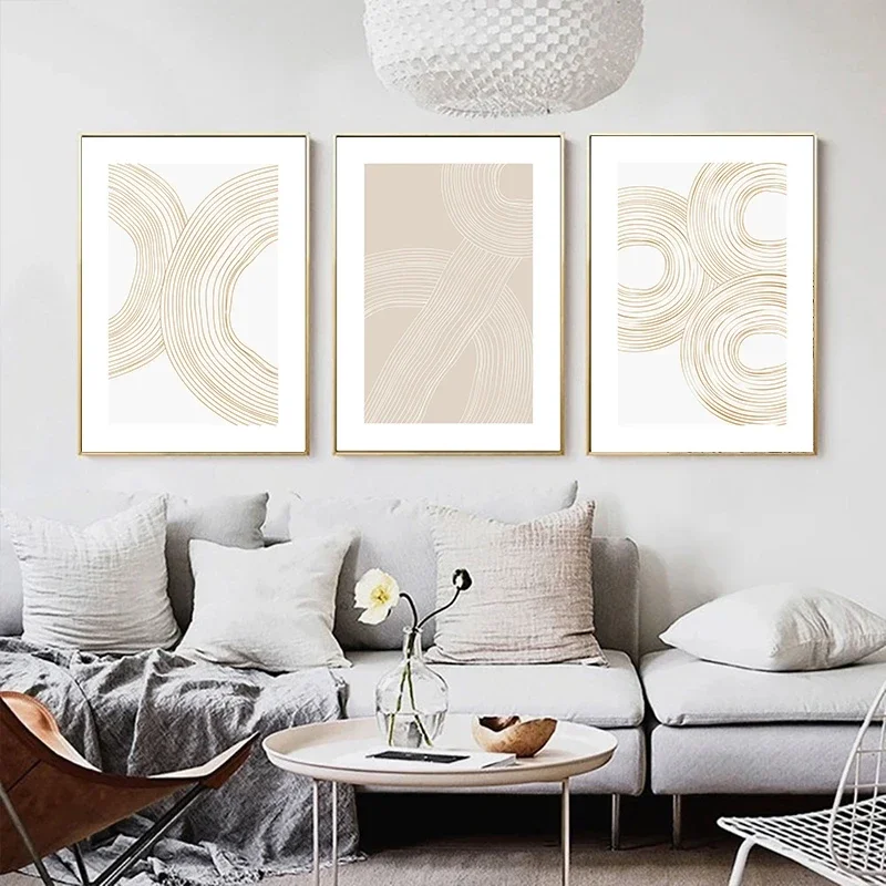 Draw a Circle with Multiple Arc Curves Abstract Canvas Print Nordic Poster Wall Art Pictures Bedroom Bohemian Minimalism Decor