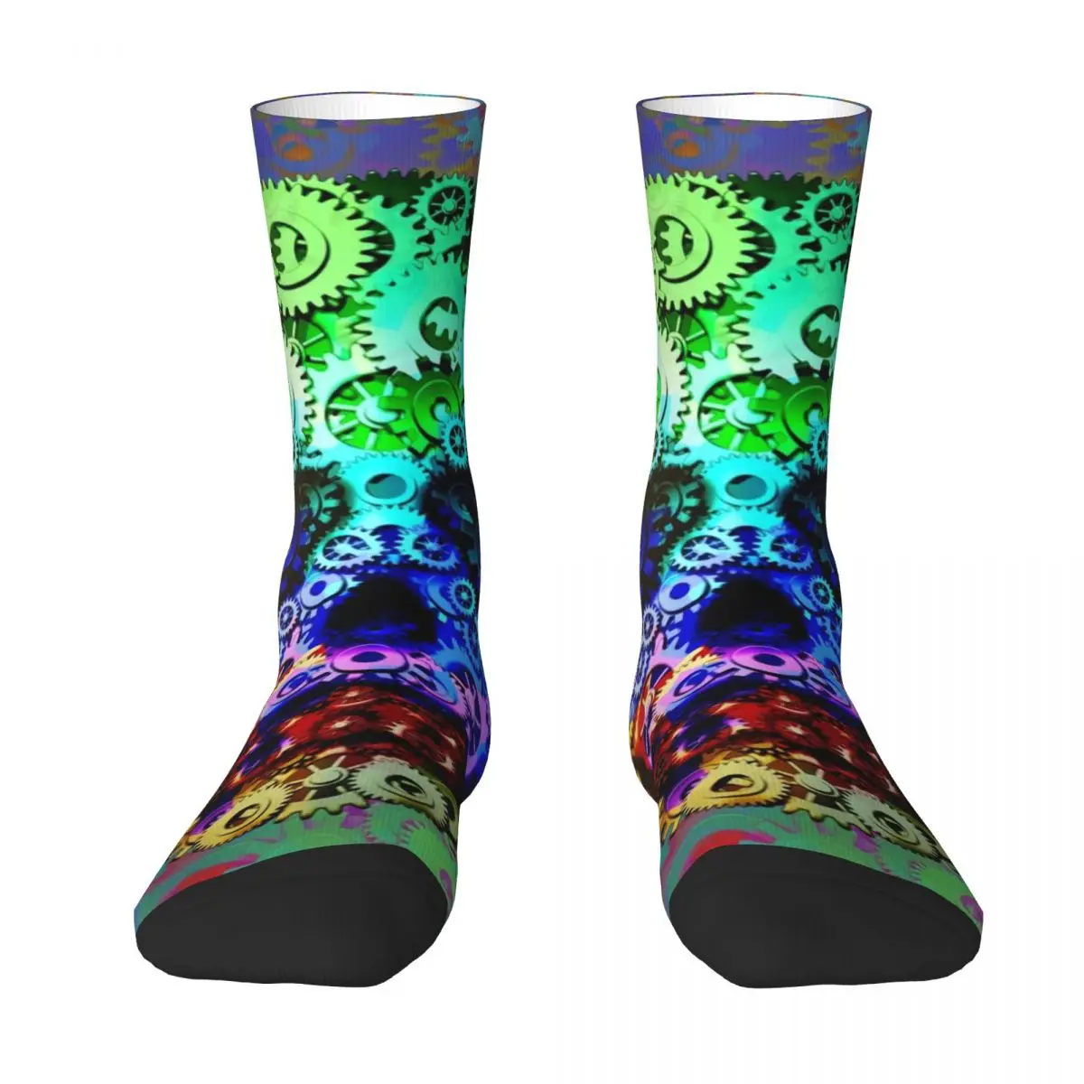 Psychedelic Steampunk Skull Stockings Gears Print Modern Socks Winter Anti-Slip Socks Ladies Running Sports Medium Soft Socks