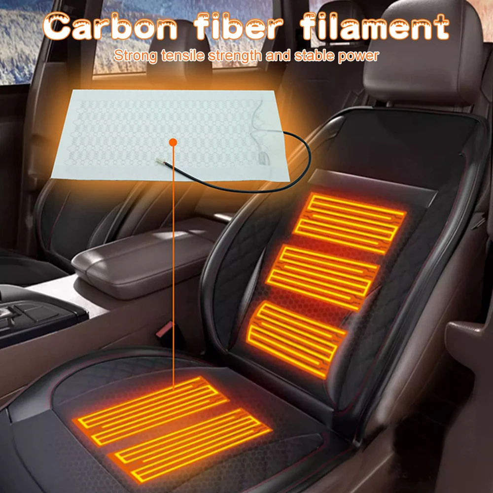 12v Heated Seat Car Seats Cover Heat Pad Carbon Fiber Heated Pads Winter Warmer Seat Covers Set Fit For Seat Heater 