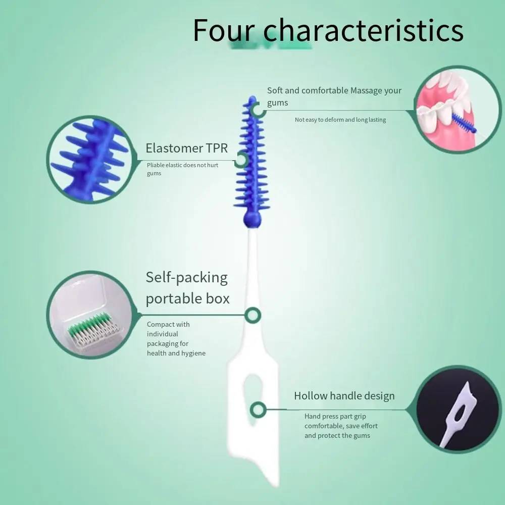 

160 шт. силиконовых межзубных щеток для чистки между зубами, для ортодонтии и брекетов, с нитью, инструменты для чистки полости рта, уход за зубами