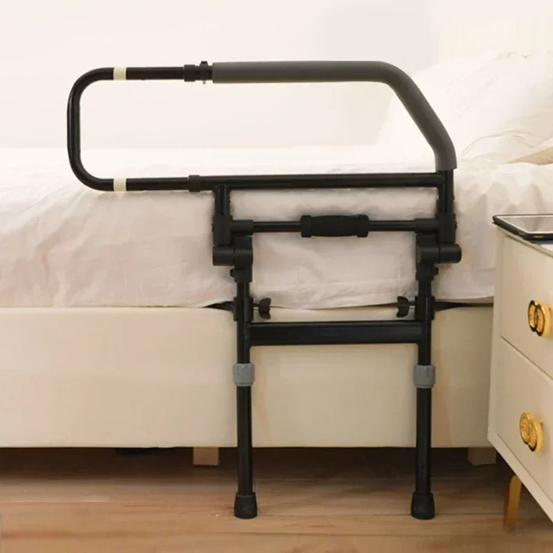 Foldable Elderly Bed Guard Railing Bedside Handrail Pregnant Woman Wakes Up Booster Adjustable Extendable Black Assistive Device