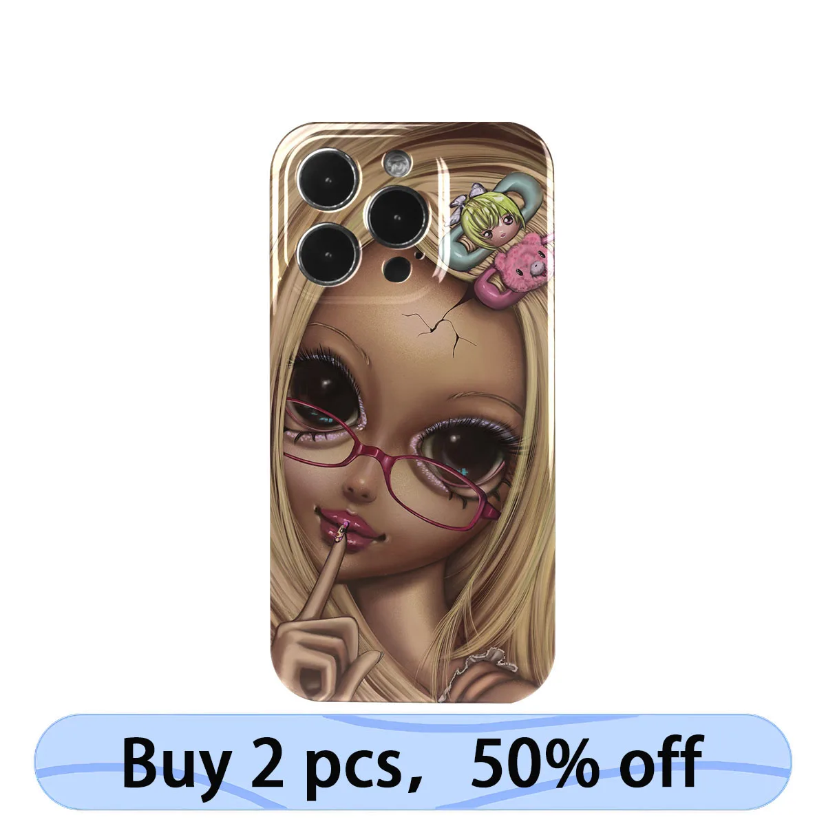 Coque iPhone Art Phone Case Portrait American Sweet Zombie Girl Blond Cover for iPhone 15 14 13 12 11 Pro Max Plus IMD 2 in 1