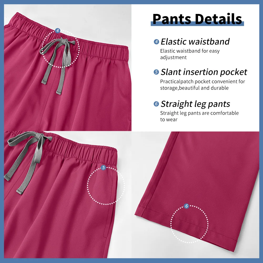 Niaahinn Scrubs Set Donna Chirurgia dentale Tuta da infermiera Sala operatoria Uniforme medica Uniforme da lavoro ospedaliera Set Abbigliamento da lavoro medico