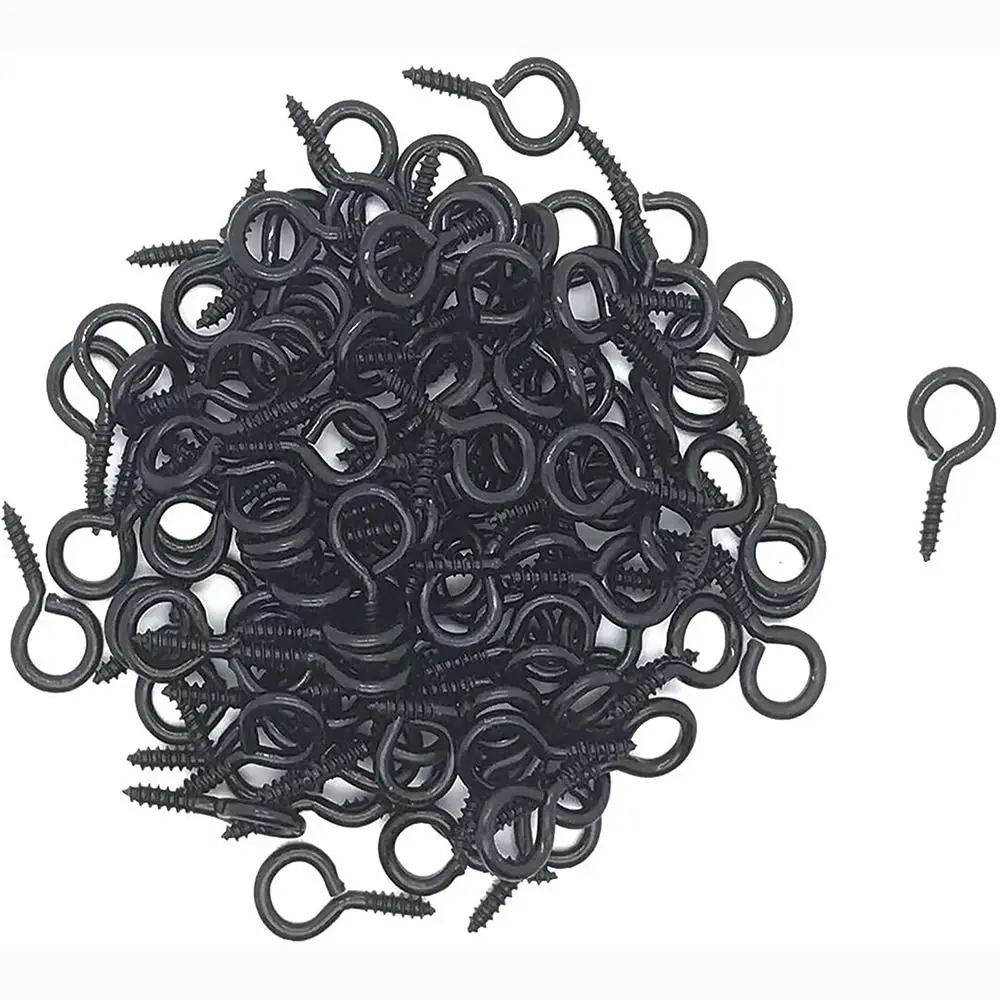 50Pcs Black 1\'\' Screw Eyes Durable Metal Zinc Plated Metal Eye Hook Self Tapping Eyelet Screws Indoor & Outdoor Hanging