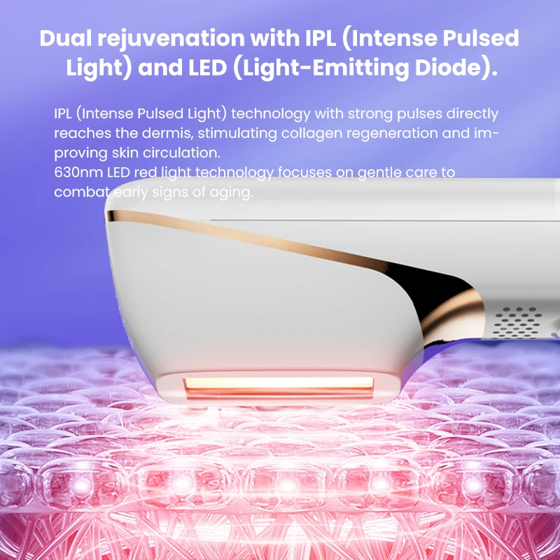 M618 Home Use Laser Facial Massage Machine LED+IPL Therapy System Beauty Instrument for Neck Face Red Light Therapy