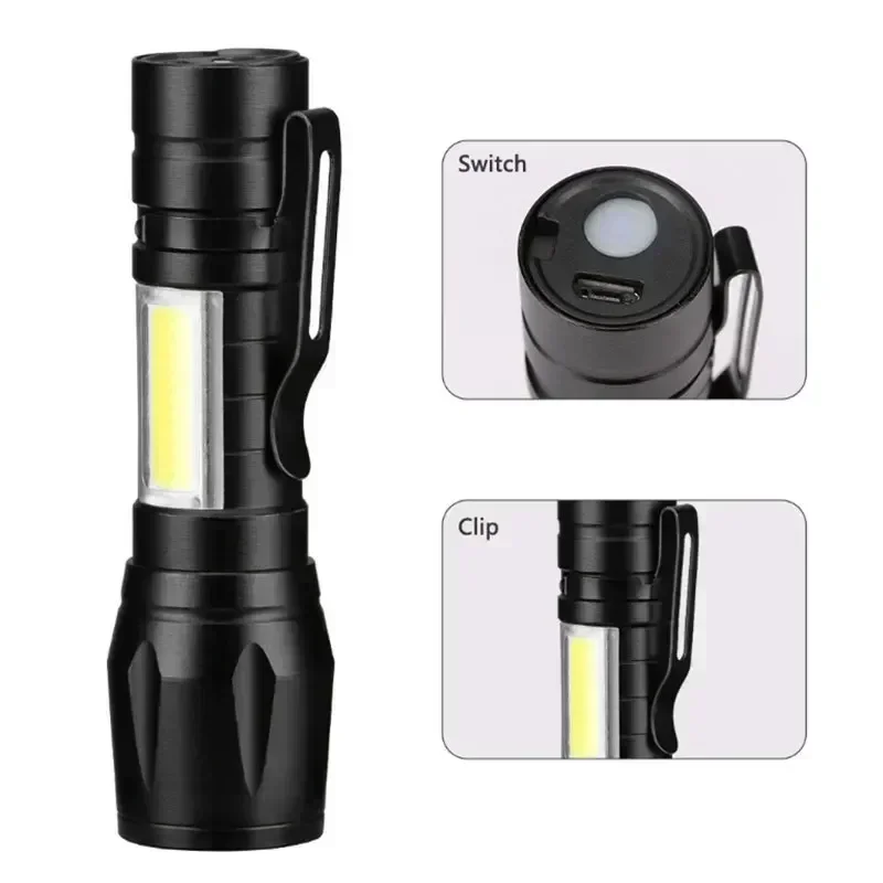 1500000LUM LED Flashlight High Power Type-C Rechargeable Torch Zoomable Light for Outdoor Camping Hiking Lamp Emergency /.'p[
