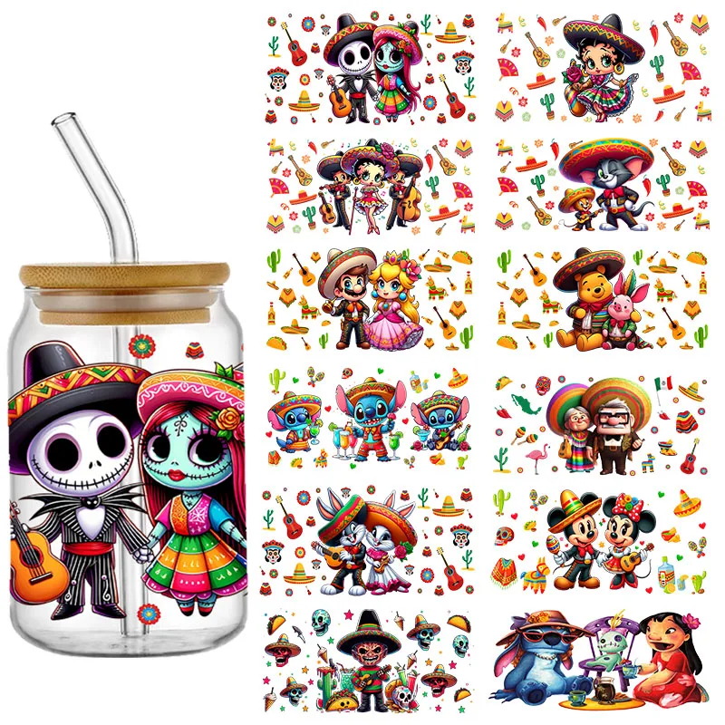 Autocollant de Transfert Auto-Adhésif et Lavable pour Bouteille en Verre, Films Disney, Stitch ture16 OZ UV DTF, DIY