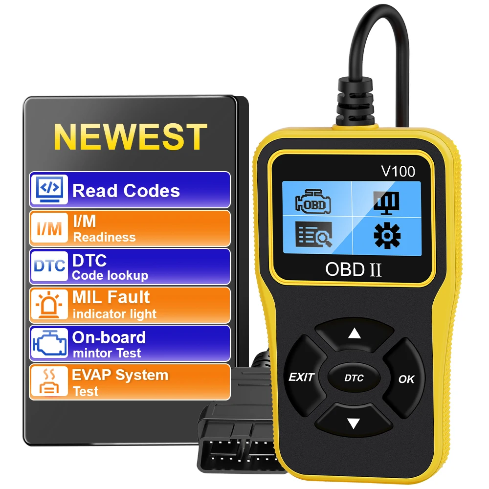 

Автомобильные аксессуары OBD2 считыватель кодов V100 инструмент для диагностики двигателя Автомобильные диагностические инструменты цифровой дисплей OBD 2 сканер 16 Pin