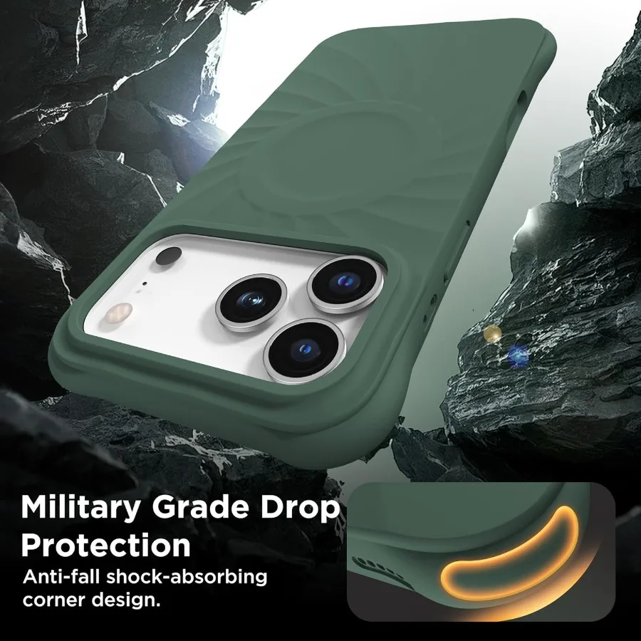 حافظة مغناطيسية واقية مضادة للصدمات لهاتف آيفون 17 برو ماكس 6.9 مع كاميرا سيليكون مدمجة متوافقة مع MagSafe