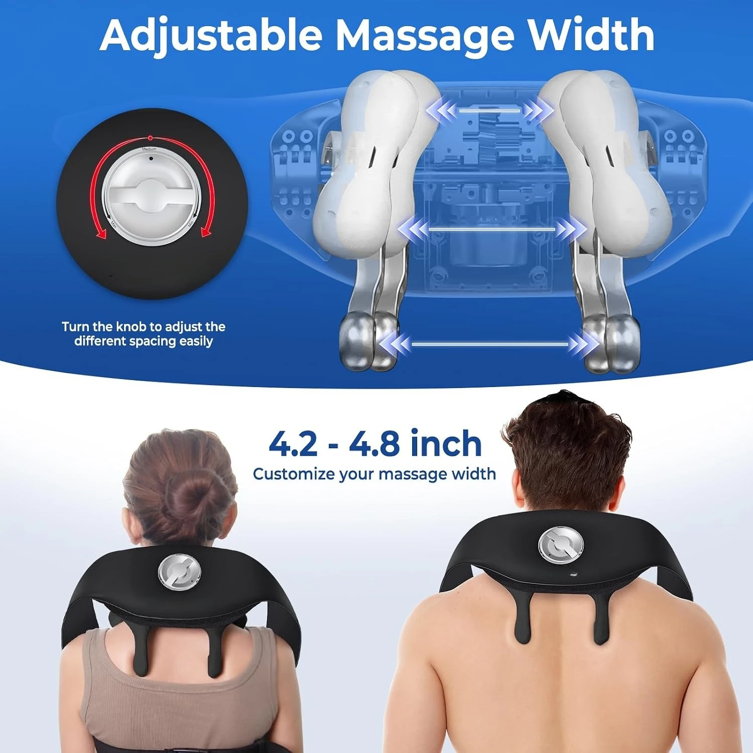 Neck & Shoulder Massager Premium Fabric Ergonomic Standard Size, Deep tissue, Pain relief, Massage, Shiatsu for All Season Use, Neutral Grey