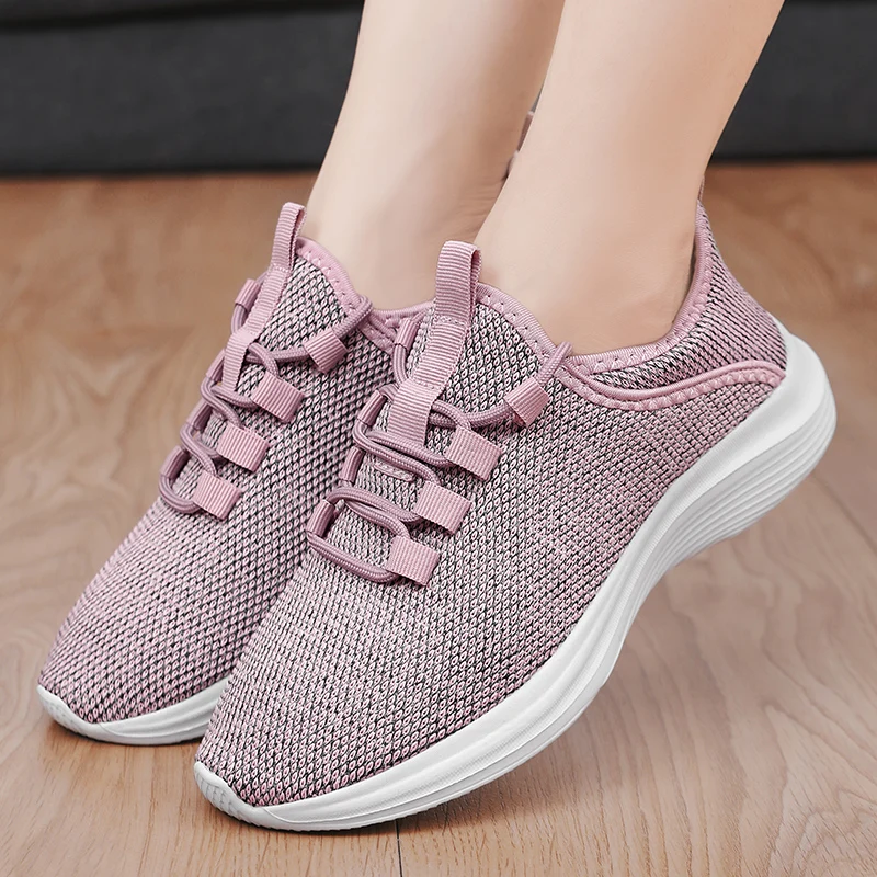 

Women's Shoes Fashion Mesh Tennis Sports Lightweight Summer Breathable Lace Up Comfortable Casual Flat Sole Vulcanized Shoes