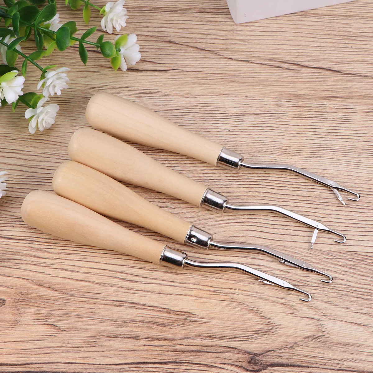 4 Pcs Knitting Ventilating Needles Crochet Hook Weaving Braid Braided Rug Punch