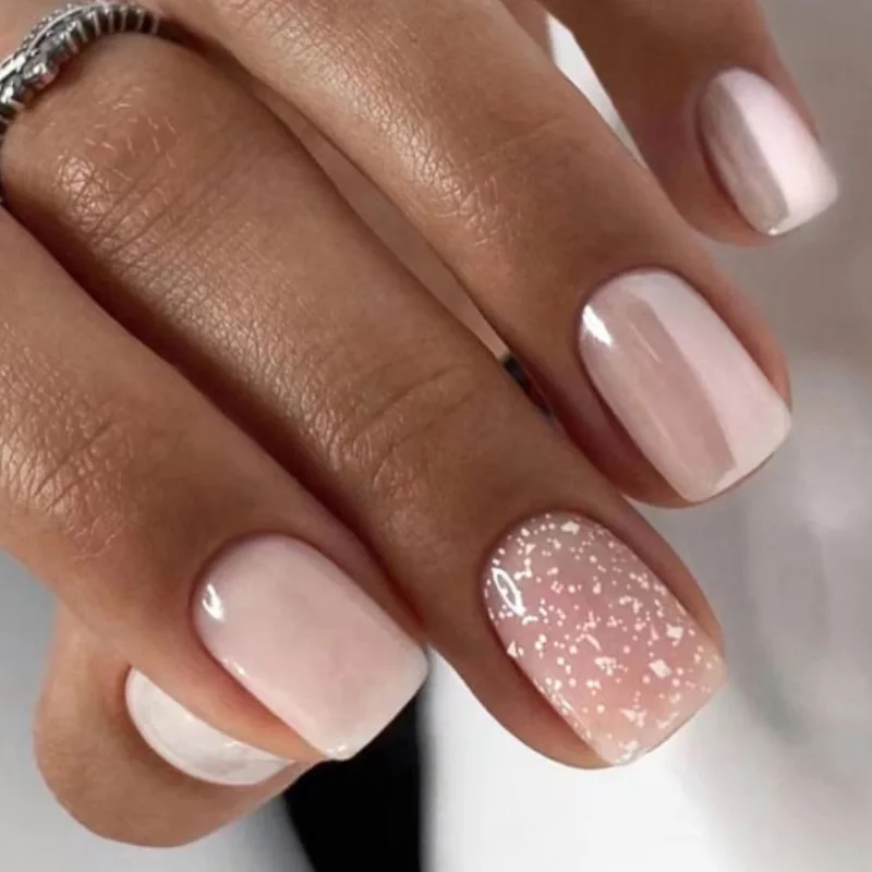 

24pcs Pink Nails Press Ons Short Sweet Fashion Nail Tips False Nails with Glue Self-nail Simple Ready-made Artificial Nails 2025